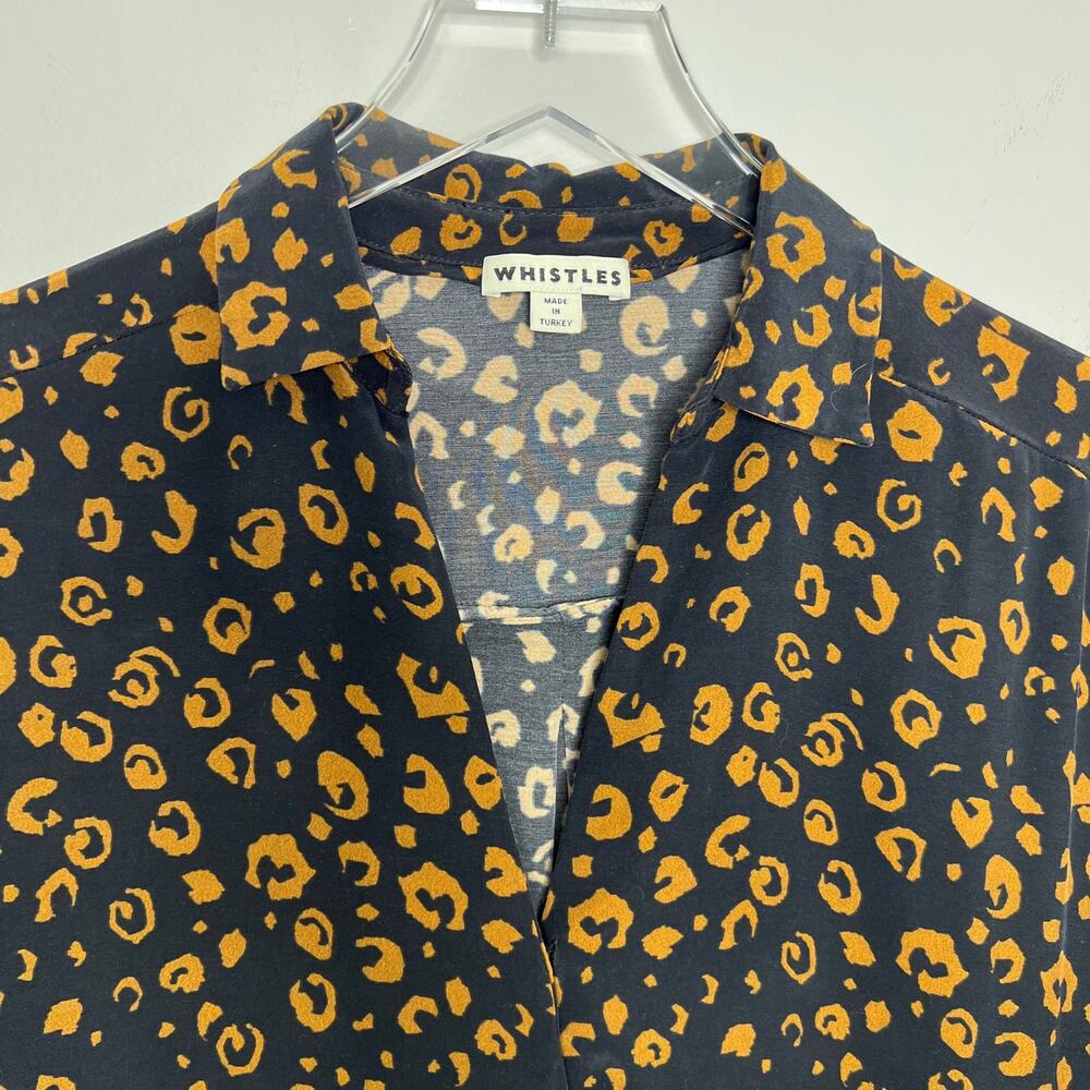 Whistles Lola Cheetah Print Shirt Dress Small Black Brown Animal Print Neutral - Picture 9 of 15